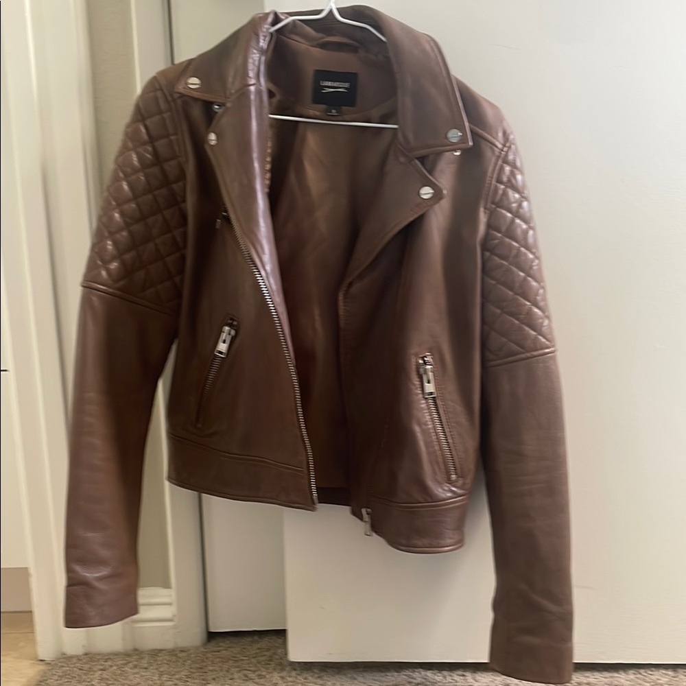 Chocolate Brown Quilted Leather Moto Jacket